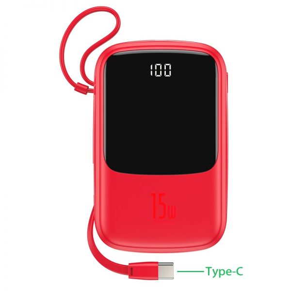 Baseus Power Bank 10000mah 15W Fast Charging With Charging Cable UBS Type C Charger Digital Display Portable Battery Powerbank