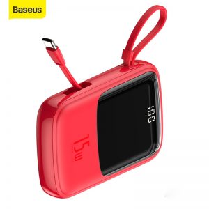 Baseus Power Bank 10000mah 15W Fast Charging With Charging Cable UBS Type C Charger Digital Display Portable Battery Powerbank