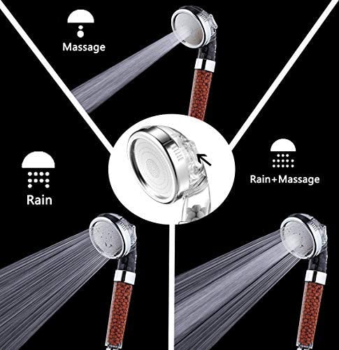 Bath Shower Head 3 Modes Adjustable Showerhead Jetting Shower Head High Pressure Saving Water Bathroom Filter 4