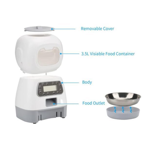 3 5L Automatic Pet Feeder Smart Food Dispenser For Cats Dogs Timer Stainless Steel Bowl Auto 2