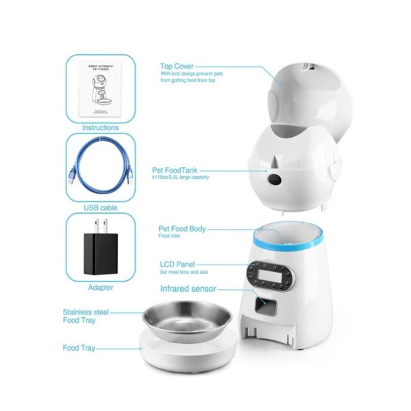 3 5L Automatic Pet Feeder Smart Food Dispenser For Cats Dogs Timer Stainless Steel Bowl Auto 5