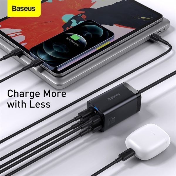 Baseus 65W GaN Charger Desktop Laptop Fast Charger 4 in 1 Adaptor For iPhone 13 12 4