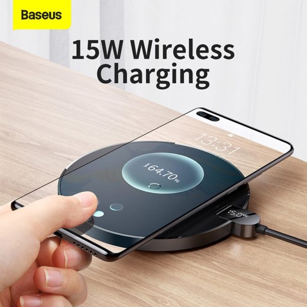 Baseus LED Digital Display 15W Wireless Charger Fast Wireless Charging Pad For iPhone 13 12 11 3