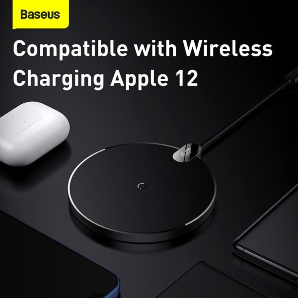 Baseus LED Digital Display 15W Wireless Charger Fast Wireless Charging Pad For iPhone 13 12 11 4