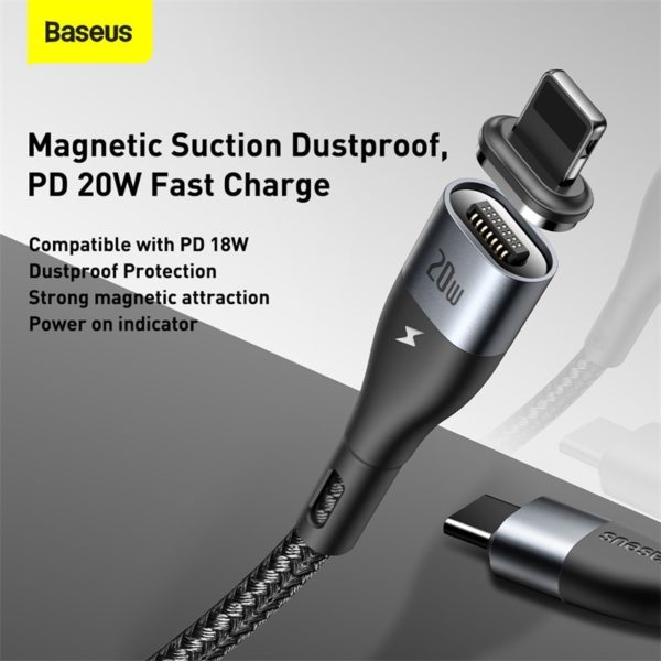 Baseus 20W USB C Magnetic Cable for iPhone 12 Pro Max X Fast Charging Cable for 1