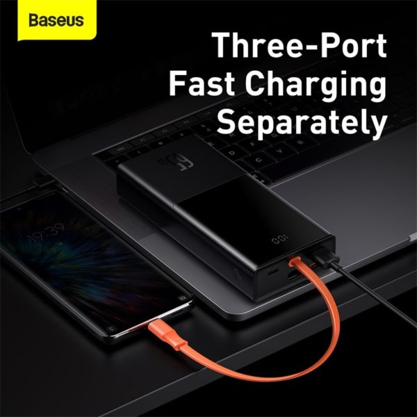 Baseus 65W 20000mAh Power Bank with Type C Two Way Cable External Battery For Huawei XiaoMi 1