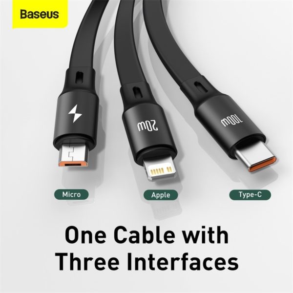 Baseus 66W 3 in 1 USB C Cable for iPhone 12 Charger Micro USB Type C 2