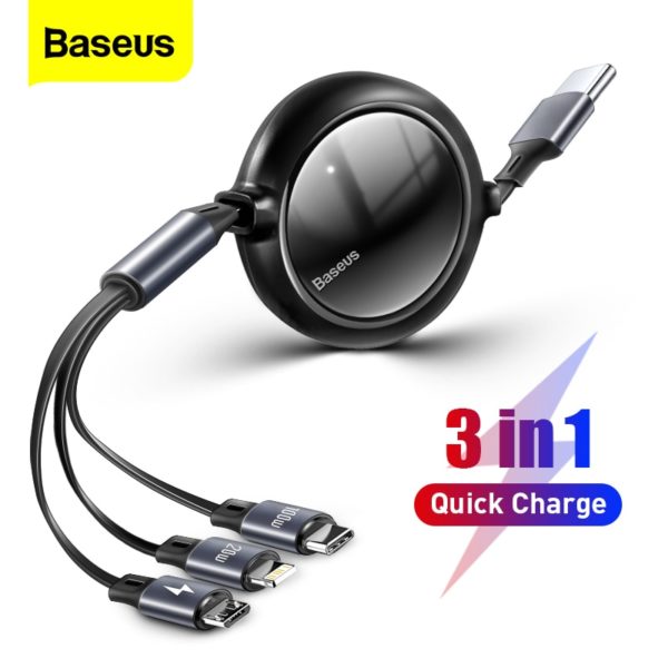 Baseus 66W 3 in 1 USB C Cable for iPhone 12 Charger Micro USB Type C