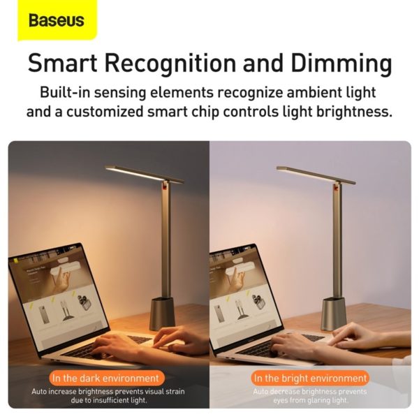 Baseus LED Desk Lamp Smart Adaptive Brightness Eye Protect Study Office Foldable Table Lamp Dimmable Bedside 1