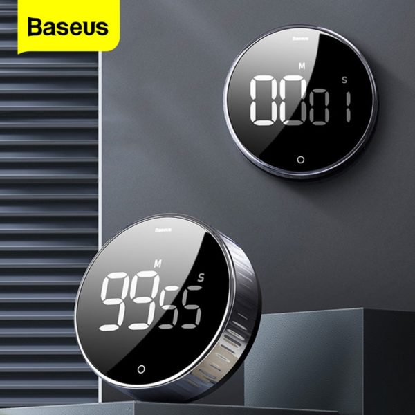 Baseus LED Digital Kitchen Timer For Cooking Shower Study Stopwatch Alarm Clock Magnetic Electronic Cooking Countdown