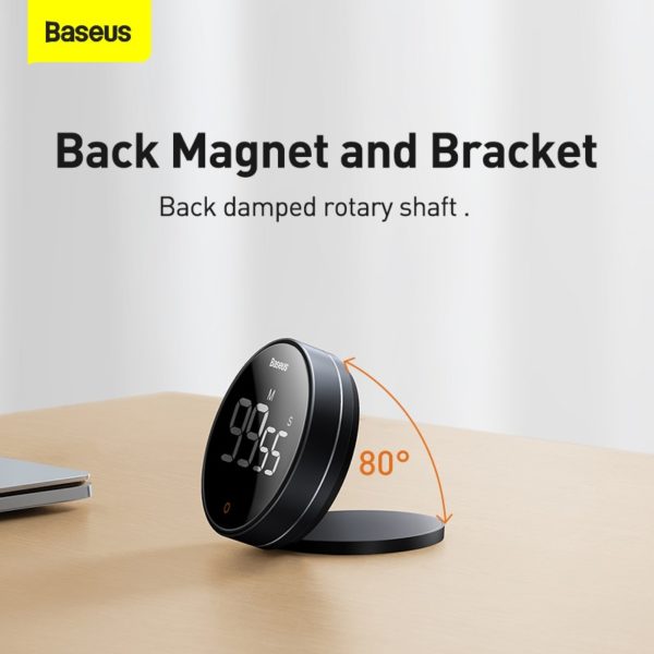 Baseus Magnetic Countdown Alarm Clock Kitchen Timer Manual Digital Timer Stand Desk Clock Cooking Timer Shower 4