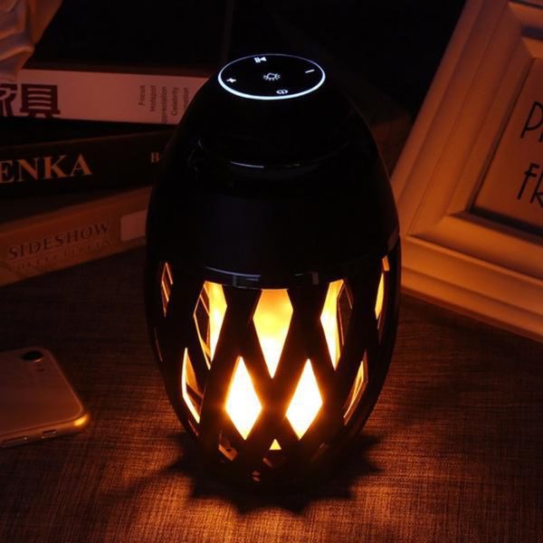 Bluetooth Speaker Portable LED Flame Light Speaker Wireless Loudspeaker Outdoor Player with LED Flame Torch Light