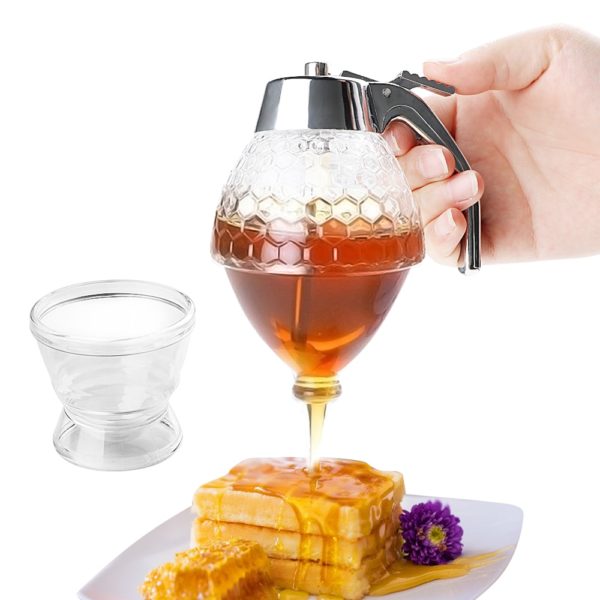 New Juice Syrup Cup Bee Drip Dispenser Kettle Kitchen Accessories Honey Jar Container Storage Pot Stand
