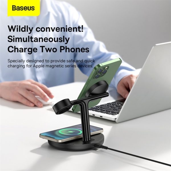 Baseus Swan 3 in 1 Magnetic Wireless Charger Stand 20W for iPhone 13 12 pro max 1