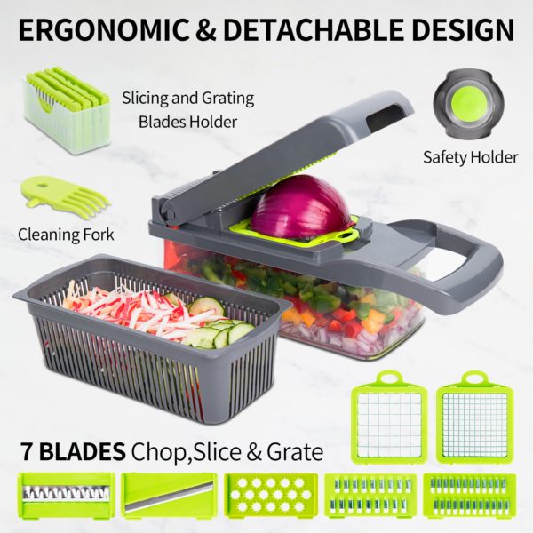 10 in 1 Multifunctional vegetable cutter shredders slicer with basket fruit potato chopper carrot grater slicer 1