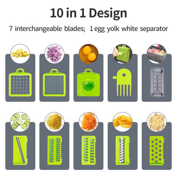 10 in 1 Multifunctional vegetable cutter shredders slicer with basket fruit potato chopper carrot grater slicer 2