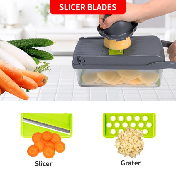 10 in 1 Multifunctional vegetable cutter shredders slicer with basket fruit potato chopper carrot grater slicer 5