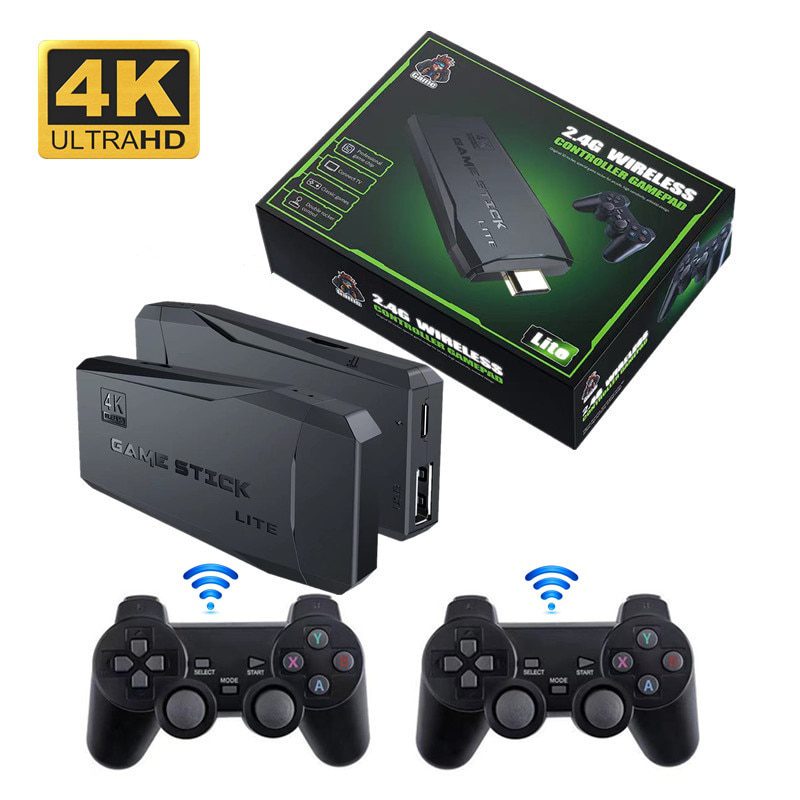Ewwke M8 Video Game Console 2 4G Double Wireless Controller Game Stick 4K 10000 Games 64GB 1