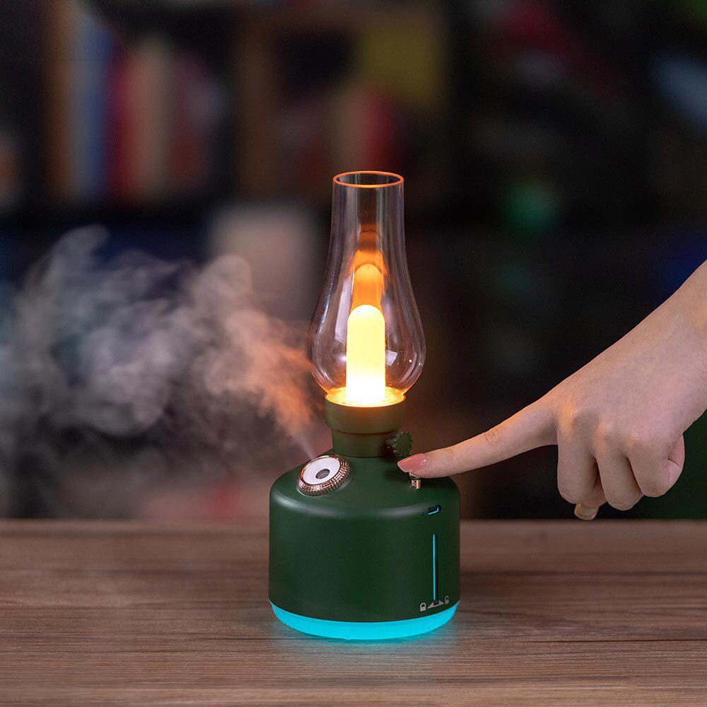 Desktop Retro Lamp Air Humidifier USB Rechargeable Wireless Aroma Diffuser Rechargeable Essential Oil 7Color Lights Cool 3