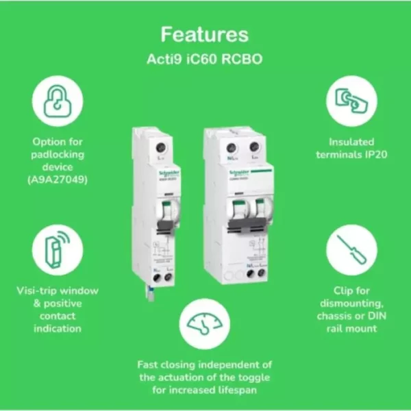Schneider IC60H2 - earth leakage circuit breaker - 2P - C curve - 10 A - 30m A - 240 V - Image 2