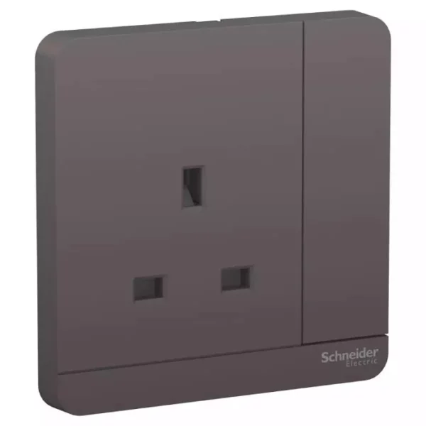 Schneider AvatarOn, switched socket, 3P, 13 A, 250 V, LED, Dark Grey E8315N_DG_G12