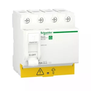 Schneider Residual current circuit breaker (RCCB), Resi9, 4P, 25A, AC type, 30mA