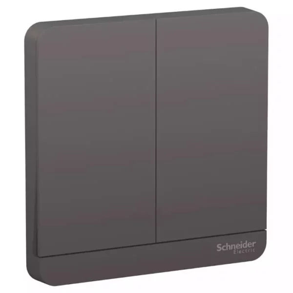 Schneider AvatarOn, 2 switches, 16AX, 250V, 1 way, LED, Dark Grey E8332L1LED_DG