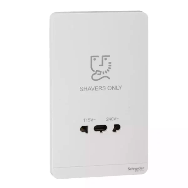 Schneider AvatarOn, shaver socket, 115/240V, 20VA, White E83T727V_WE