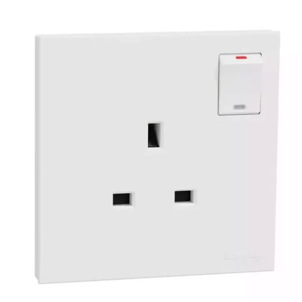 Schneider 13A 250V 1G w_ SW Soc with LED WE E8715N_WE