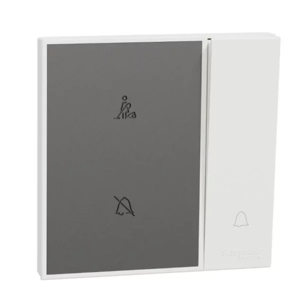 Schneider Bell switch, AvatarOn C, 10A 250V, 1 gang, with illuminated DND & PCU symbol, white E8731BPDM_WE