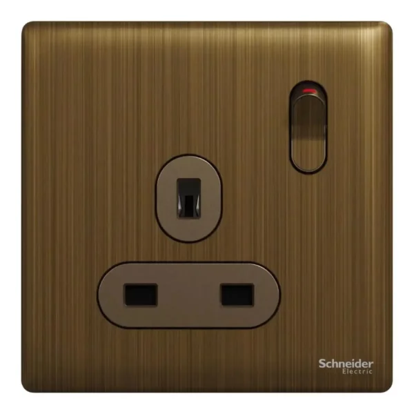 Schneider Switched socket, Unica X, 13A, 250V, 1 gang, with LED, Antique Bronze ,NUX15N_AB - Image 2