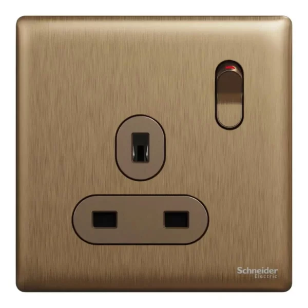 Schneider Switched socket, Unica X, 13A, 250V, 1 gang, Dark Bronze ,NUX15_DB - Image 2