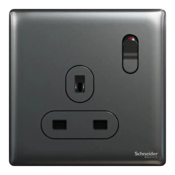 Schneider Switched socket, Unica X, 13A, 250V, 1 gang, Dark Grey ,NUX15_DG - Image 2