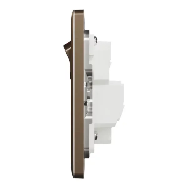Schneider Switched socket, Unica X, 13A, 250V, 1 gang, 2 pole, with LED, Dark Bronze, NUX15DN_DB - Image 4