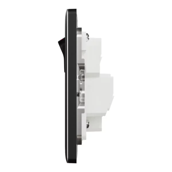 Schneider Switched socket, Unica X, 13A, 250V, 1 gang, 2 pole, with LED,Jet Black ,NUX15DN_JB - Image 4