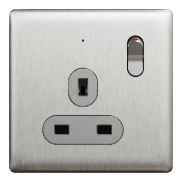 Schneider Switched socket, Unica X, 13A, 250V, 1 gang, with LED, Stainless Steel ,NUX15N_SS - Image 2