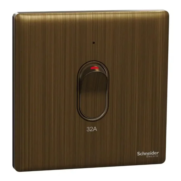 Schneider Switch, Unica X, 32A, 250V, 1 gang, 2 pole, with LED, Antique Bronze ,NUX31D32N_AB