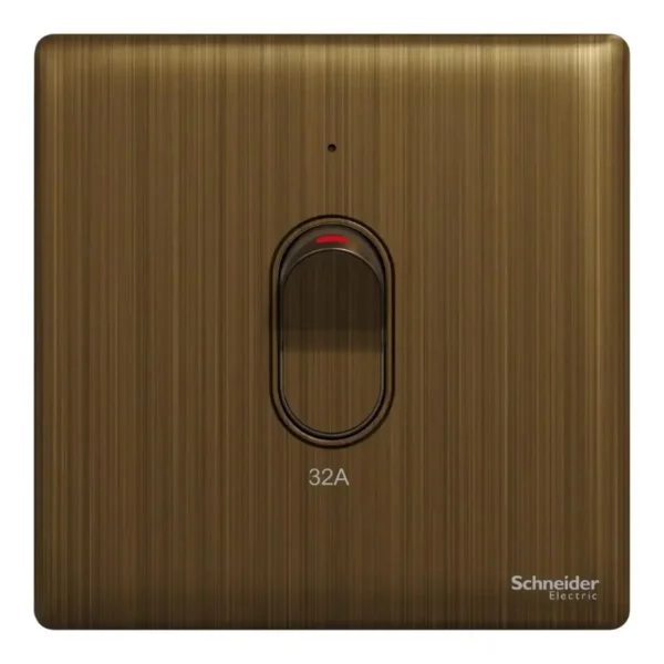 Schneider Switch, Unica X, 32A, 250V, 1 gang, 2 pole, with LED, Antique Bronze ,NUX31D32N_AB - Image 2