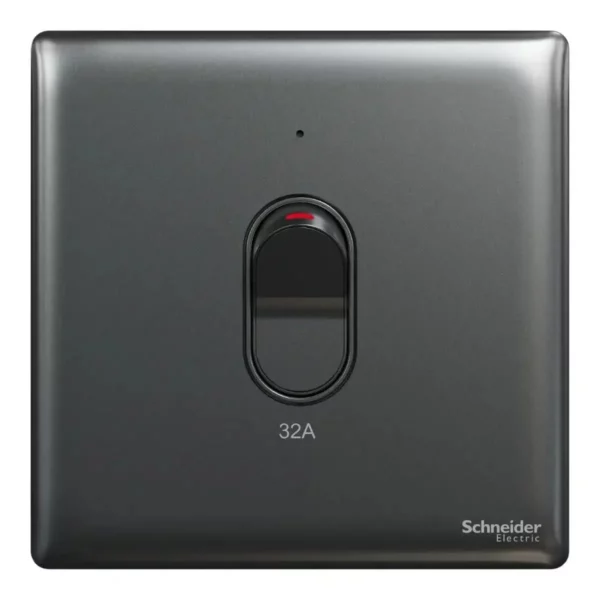 Schneider Switch, Unica X, 32A, 250V, 1 gang, 2 pole, with LED, Dark Grey ,NUX31D32N_DG - Image 2