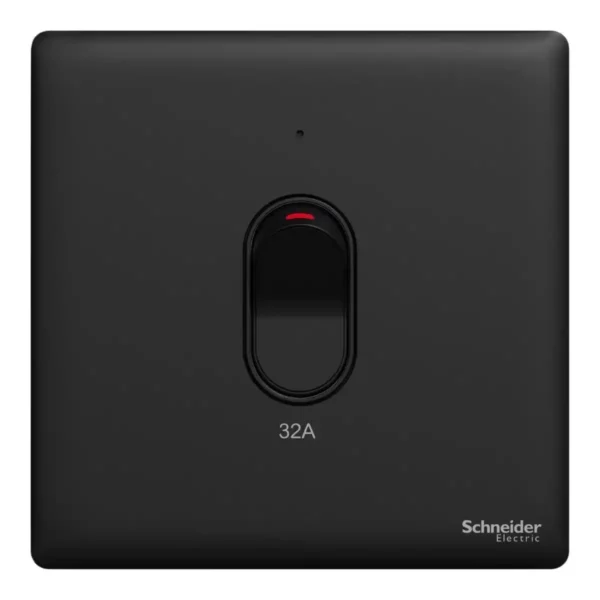 Schneider Switch, Unica X, 32A, 250V, 1 gang, 2 pole, with LED,Jet Black, NUX31D32N_JB - Image 2
