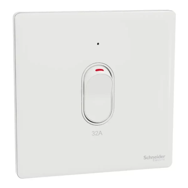 Schneider Switch, Unica X, 32A, 250V, 1 gang, 2 pole, with LED, Painted White ,NUX31D32N_PW