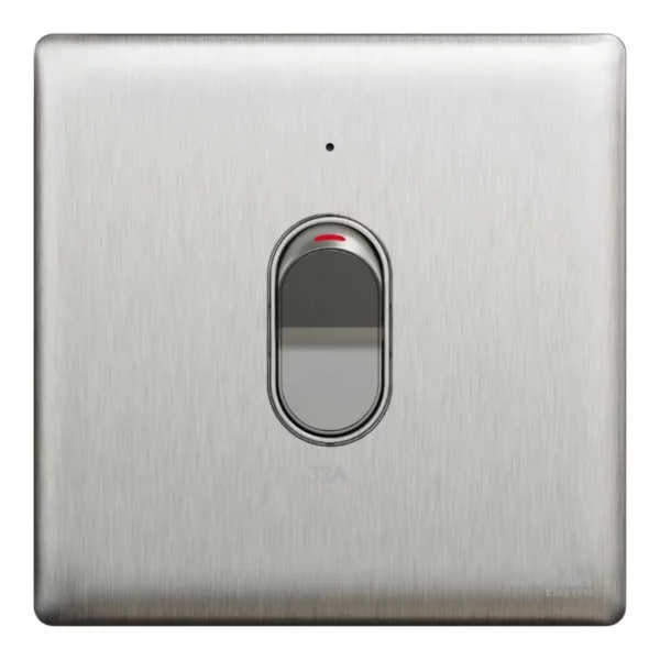Schneider Switch, Unica X, 32A, 250V, 1 gang, 2 pole, with LED, Stainless Steel, NUX31D32N_SS - Image 2