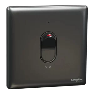 Schneider Switch, Unica X, 50A, 250V, 1 gang, 2 pole, with LED, Dark Grey, NUX31D50N_DG