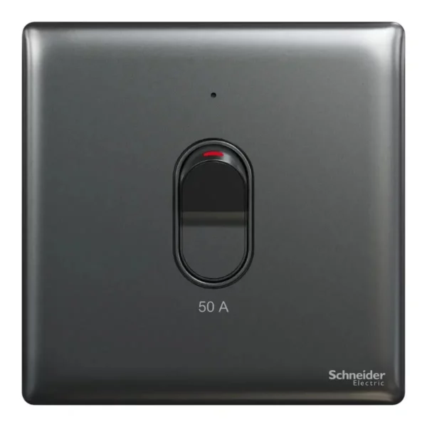 Schneider Switch, Unica X, 50A, 250V, 1 gang, 2 pole, with LED, Dark Grey, NUX31D50N_DG - Image 2