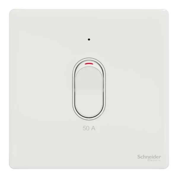 Schneider Switch, Unica X, 50A, 250V, 1 gang, 2 pole, with LED, Painted White ,NUX31D50N_PW - Image 2
