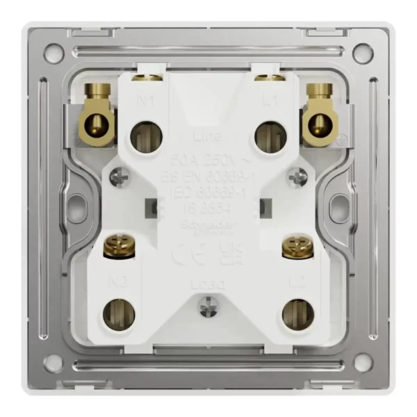 Schneider Switch, Unica X, 50A, 250V, 1 gang, 2 pole, with LED, Stainless Steel ,NUX31D50N_SS - Image 3