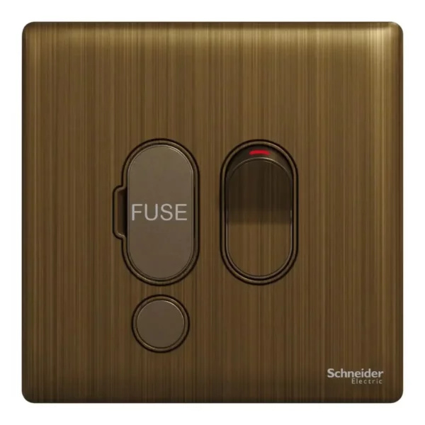 Schneider Fuse connection unit, Unica X, 13A, 250V, 1 gang, 2 pole, with flex outlet, Antique Bronze, NUX31DFSG_AB - Image 2