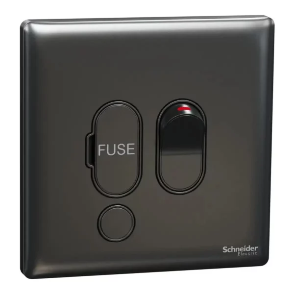 Schneider Fuse connection unit, Unica X, 13A, 250V, 1 gang, 2 pole, with flex outlet, Dark Grey ,NUX31DFSG_DG