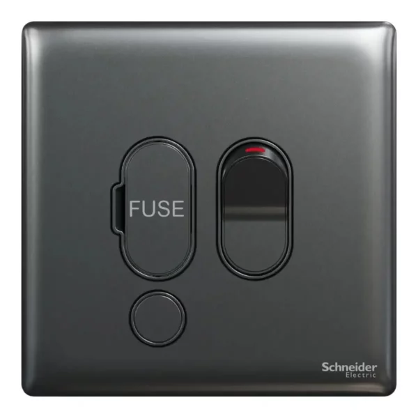 Schneider Fuse connection unit, Unica X, 13A, 250V, 1 gang, 2 pole, with flex outlet, Dark Grey ,NUX31DFSG_DG - Image 2