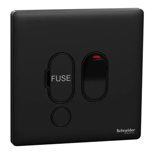 Schneider Fuse connection unit, Unica X, 13A, 250V, 1 gang, 2 pole, with flex outlet, Jet Black ,NUX31DFSG_JB